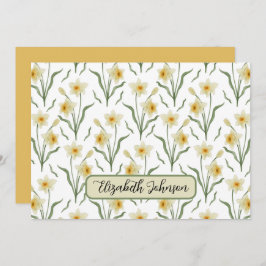 Personalized Narcissus Floral Note Card ノートカード