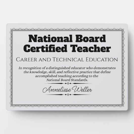 Personalized National Board Certified Teacher フォトプラーク (正面)