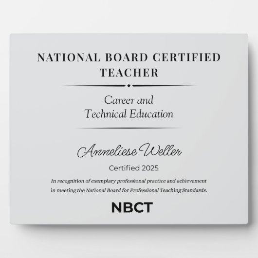 Personalized National Board Certified Teacher  フォトプラーク (正面)