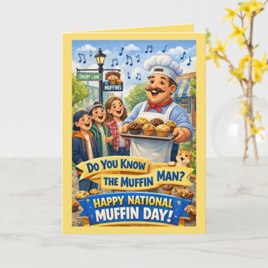 Personalized National Muffin Day Greeting Card カード (黄色い花)
