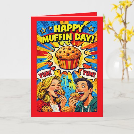 Personalized National Muffin Day Greeting Card カード (黄色い花)
