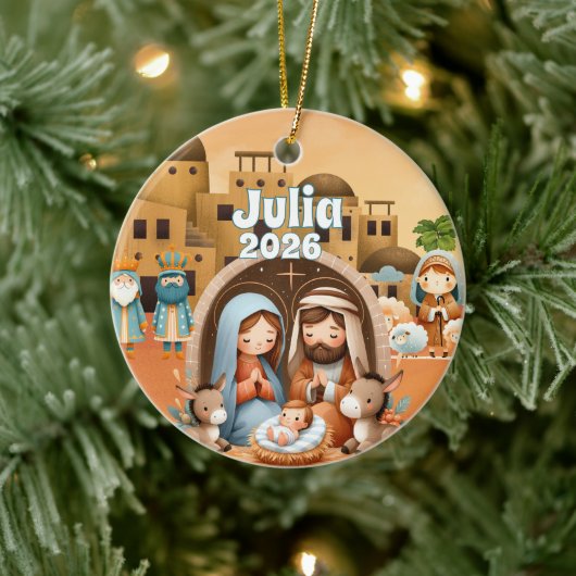 Personalized Nativity Ornament セラミックオーナメント (ツリー)