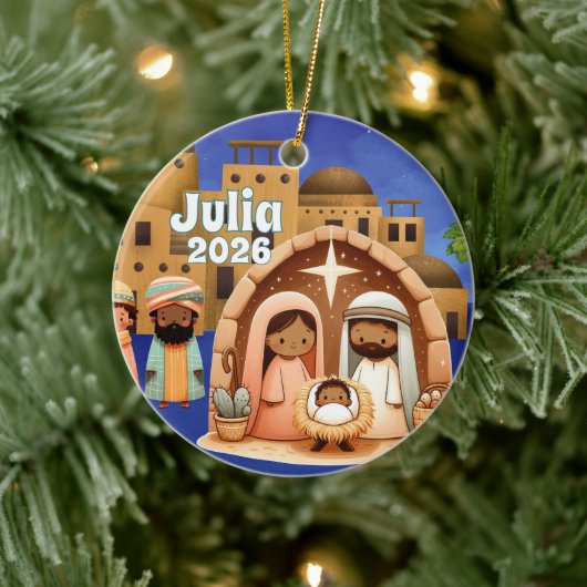 Personalized Nativity Ornament セラミックオーナメント (ツリー)