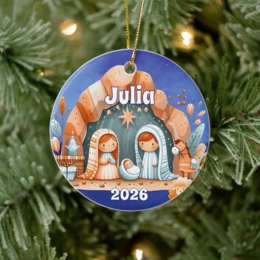 Personalized Nativity Ornament セラミックオーナメント (ツリー)
