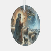 Personalized Nativity Shepherd ガラスオーナメント (正面左)