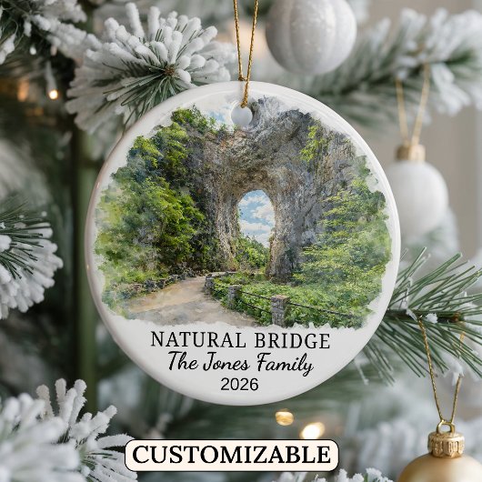 Personalized Natural Bridge Ornament, Virginia セラミックオーナメント