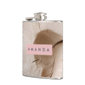 Personalized Natural Wood Grain Texture フラスク (左)