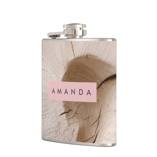 Personalized Natural Wood Grain Texture フラスク (左)