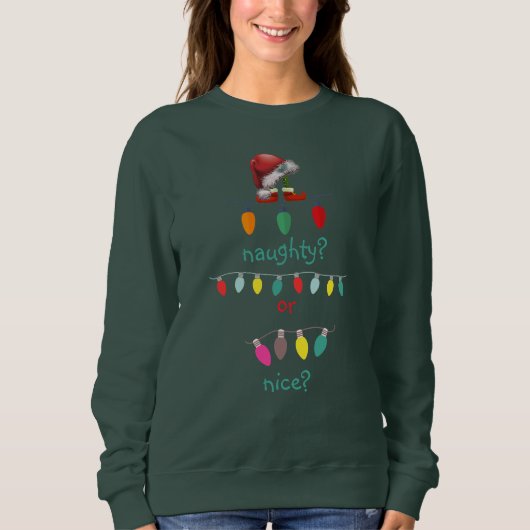 Personalized Naughty or Nice Ugly Christmas スウェットシャツ (正面)