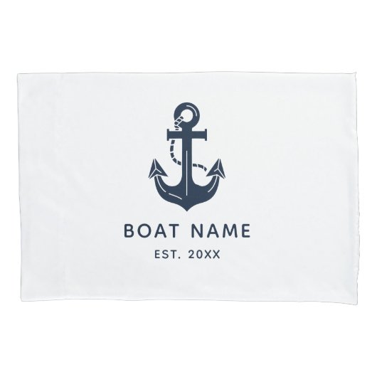 Personalized Nautical Anchor Boat Name 枕カバー (正面)