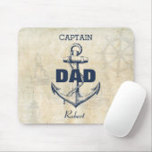 Personalized Nautical Anchor Captain Dad マウスパッド (マウス)