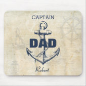 Personalized Nautical Anchor Captain Dad マウスパッド (正面)