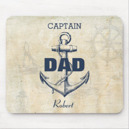 Personalized Nautical Anchor Captain Dad マウスパッド