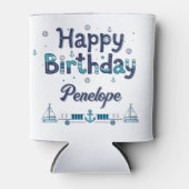 Personalized Nautical Birthday Can Cooler 缶クーラー (正面)
