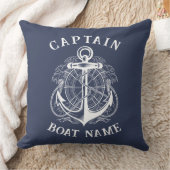 Personalized Nautical Captain Boat Name Anchor クッション (ブランケット)