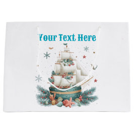 "Personalized Nautical Christmas Gift Bag – Festiv ラージペーパーバッグ