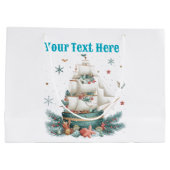 "Personalized Nautical Christmas Gift Bag – Festiv ラージペーパーバッグ (裏面)