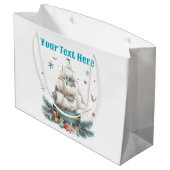 "Personalized Nautical Christmas Gift Bag – Festiv ラージペーパーバッグ (裏面アングル)