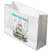 "Personalized Nautical Christmas Gift Bag – Festiv ラージペーパーバッグ (正面アングル)