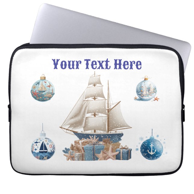 "Personalized Nautical Christmas Laptop Bag – Fest ラップトップスリーブ (正面)