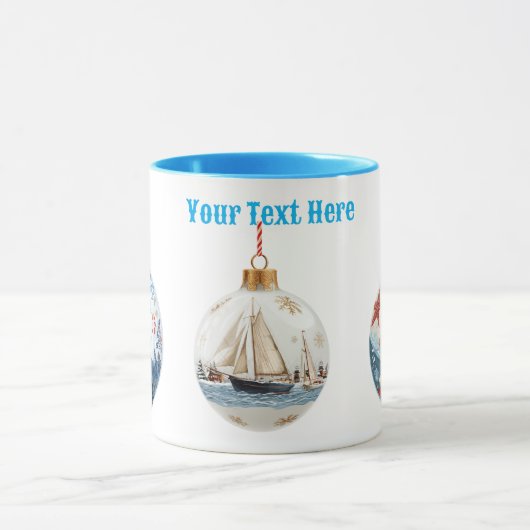 "Personalized Nautical Christmas Mug – Festive Hol マグカップ (中央)