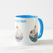 "Personalized Nautical Christmas Mug – Festive Hol マグカップ (正面右)