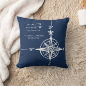 Personalized Nautical Coordinates & Compass Rose クッション (ブランケット)