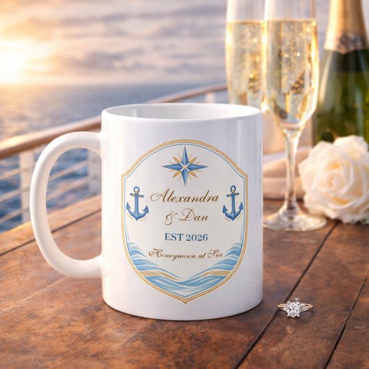 Personalized Nautical Honeymoon Crest コーヒーマグカップ