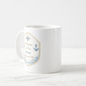 Personalized Nautical Honeymoon Crest コーヒーマグカップ (正面左)