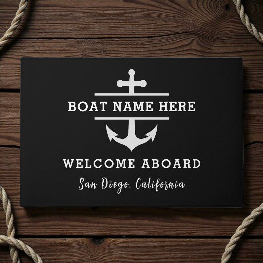 Personalized Nautical Welcome Aboard Anchor ドアマット