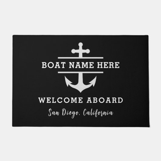 Personalized Nautical Welcome Aboard Anchor ドアマット (正面)