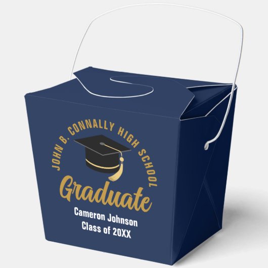 Personalized Navy Blue Graduation Party Fortune フェイバーボックス (正面)