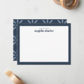Personalized Navy Blue Retro Flower ノートカード (正面/裏面インサイチュ)