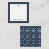 Personalized Navy Blue Retro Flower ノートカード (正面/裏面)