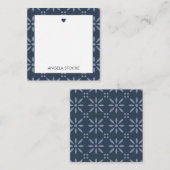 Personalized Navy Blue Retro Flower ノートカード (正面/裏面)