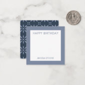 Personalized Navy Blue Retro Flower ノートカード (正面/裏面インサイチュ)