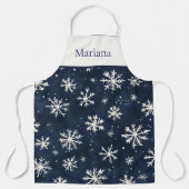 Personalized Navy Blue Snowflake Christmas エプロン (正面)