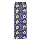 Personalized Navy Blue Vintage Floral タンブラー (裏面)
