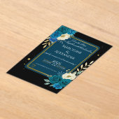  Personalized Navy & Blush Floral Invitation アクリル招待状 (レイダウン)