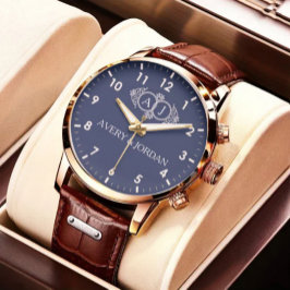 Personalized Navy Dial  Elegant Custom Gift 腕時計