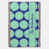 Personalized Navy Mint Polka Dot Pattern Modern  スローブランケット (正面縦)