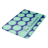 Personalized Navy Mint Polka Dot Pattern Modern  バスマット (アングル)