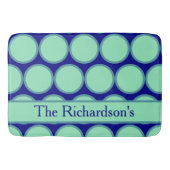 Personalized Navy Mint Polka Dot Pattern Modern  バスマット (正面)