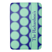 Personalized Navy Mint Polka Dot Pattern Modern  バスマット (正面縦)