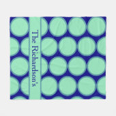 Personalized Navy Mint Polka Dot Pattern Modern  フリースブランケット (正面(横))
