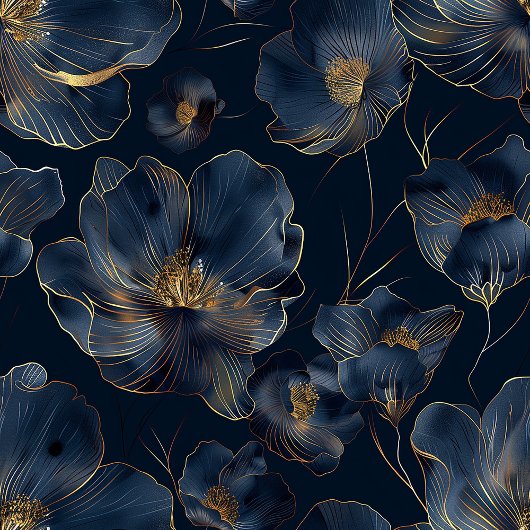 Personalized Navy Napkins Chic Gold Flower Gift