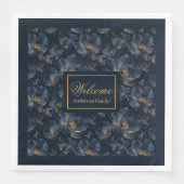 Personalized Navy Napkins Chic Gold Flower Gift (正面)