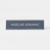 Personalized Navy & Silver Modern Desk Name Plate デスクネームプレート (正面)