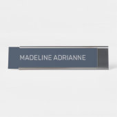 Personalized Navy & Silver Modern Desk Name Plate デスクネームプレート (正面)