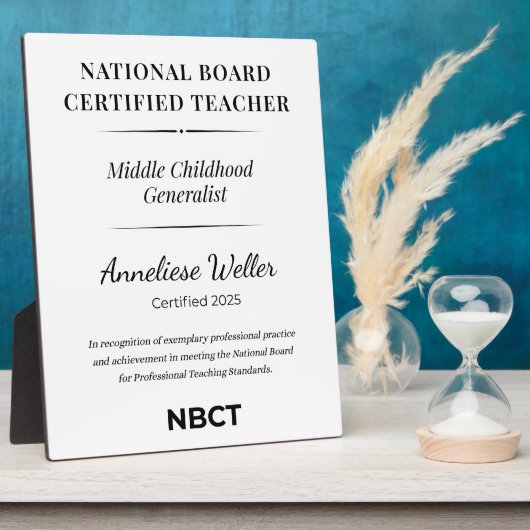 Personalized NBCT Middle childhood generalist フォトプラーク (側面)